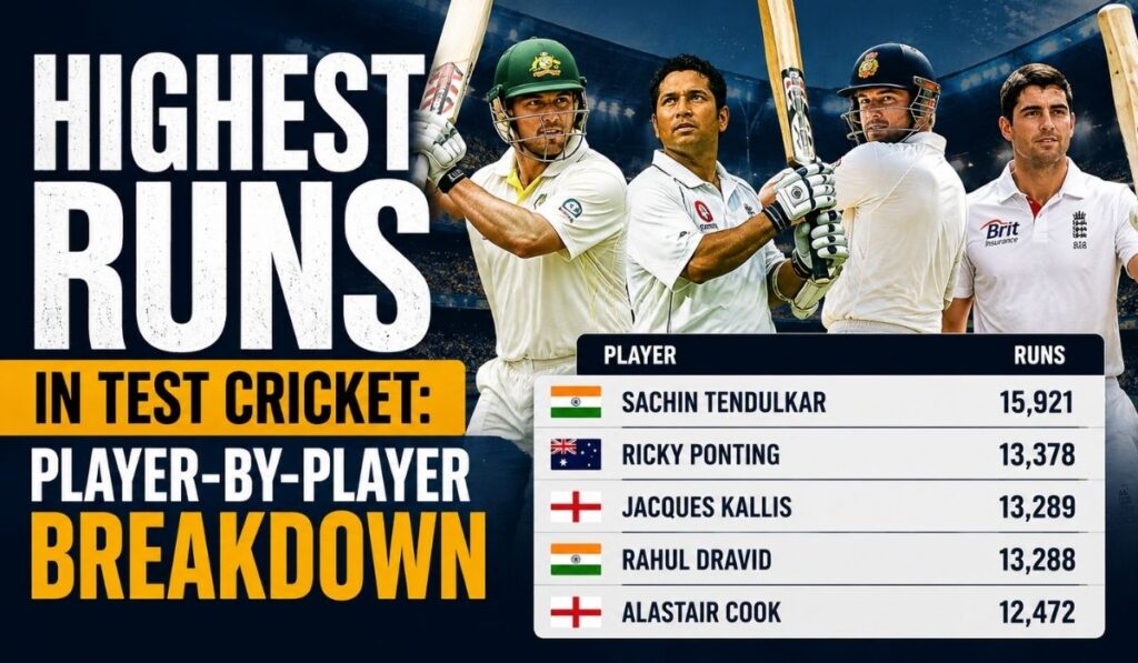 Highest Runs in Test Cricket Player-by-Player Breakdown