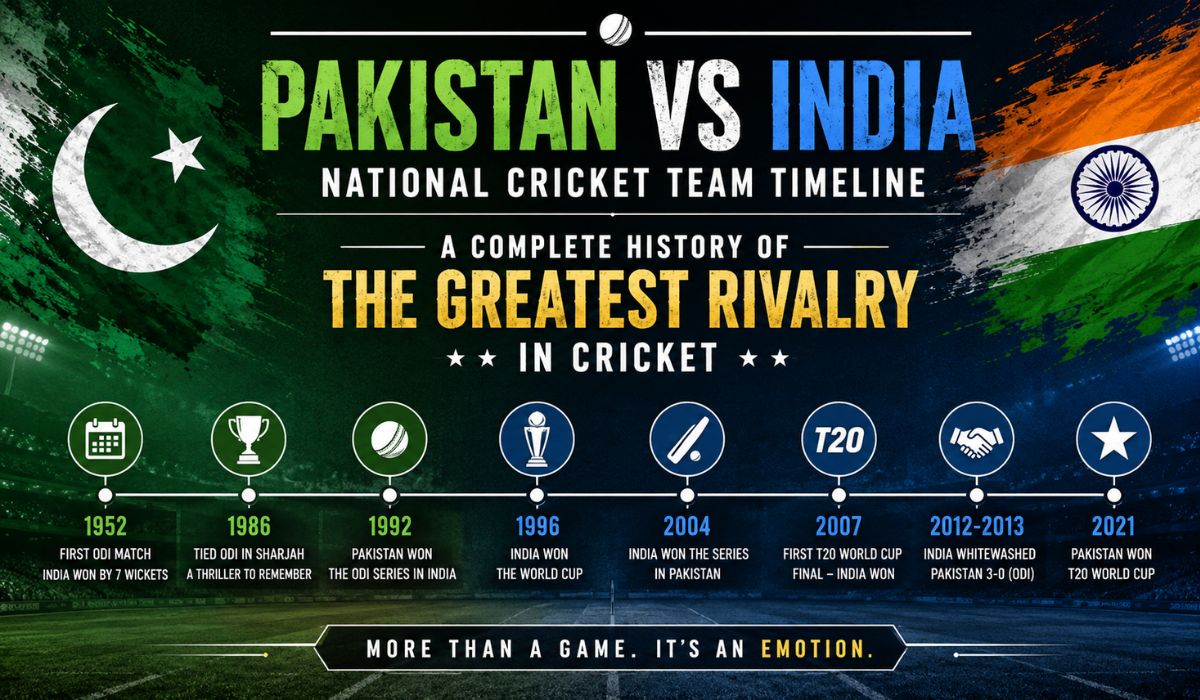 Pakistan National Cricket Team vs India National Cricket Team Timeline