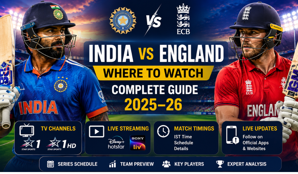 Where to Watch India National Cricket Team vs England Cricket Team