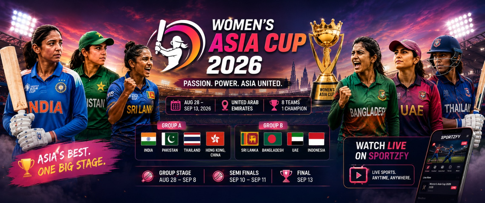 Women’s Asia Cup 2026: Schedule, Teams & How to Watch Live